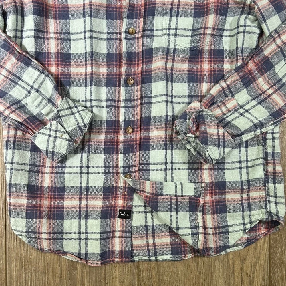 Rails | Lennox Light Flannel Shirt in Aqua Salmon (S) - Picture 5 of 16